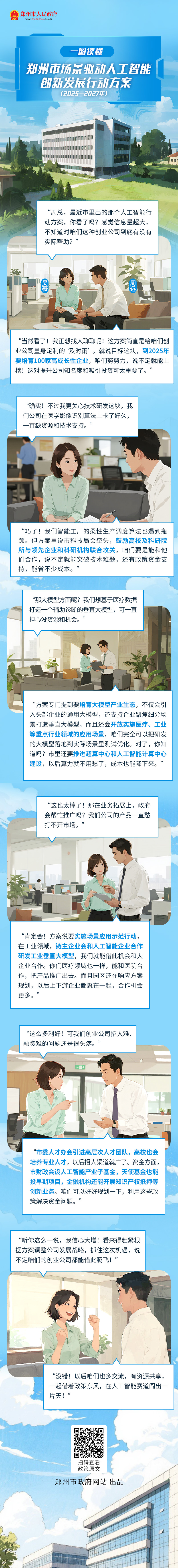 一图读懂：郑州市人民政府办公室关于印发郑州市场景驱动人工智能创新发展行动方案（2025—2027年）的通知